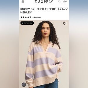 NWT Z Supply Rugby Brushed Fleece Henley